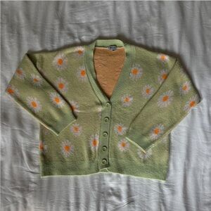 Beginning Boutique Green Floral Cardigan